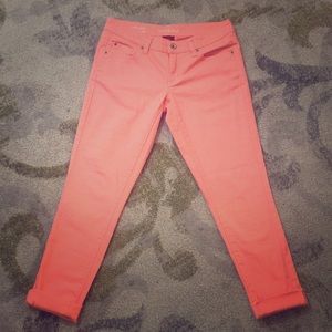 Pastel pink ankle skinny jeans